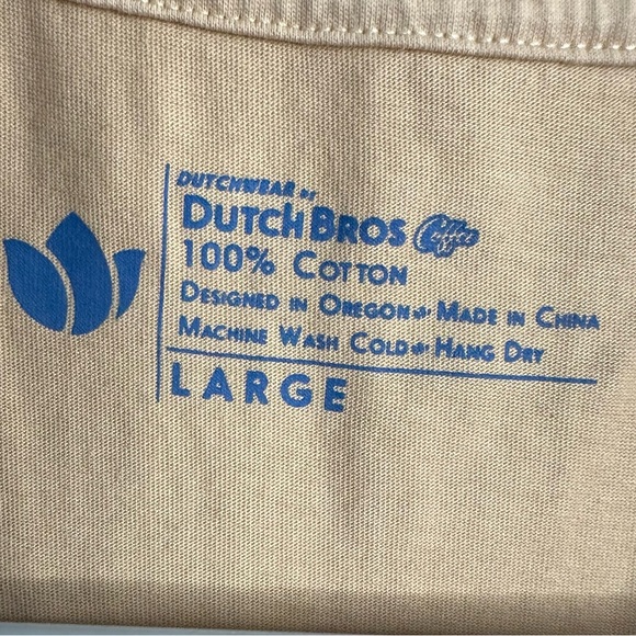Dutch Bros Coffee Ringer Tee “STOKED” XS+MEDIUM+LARGE+XL Cream with Blue DB ‘92 - Picture 6 of 9